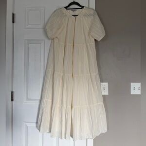 Madewell White Cream Half Sleeve Maxi Dress Cottagecore